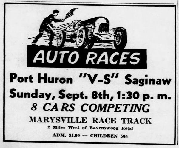 Marysville Race Track (Blue Water Speedway) - 1946 Marysville Ad From Dave Dobner